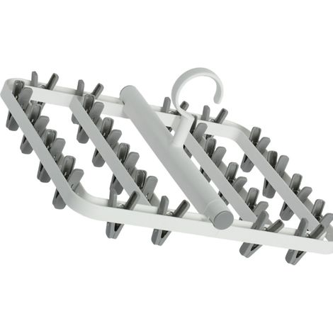 Étendoir à linge pliable Matrix avec 24 pinces pour chaussettes, sous-vêtements et culottes - Blanc/Gris (1/5)