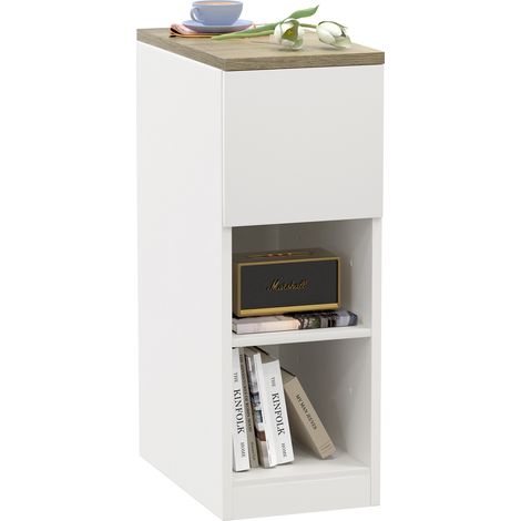 Haloyo® Table d'Appoint Moderne, Bout de Canapé, Table Basse, pour Salon, Chambre, Marron, 45x25x70cm, blanc (1/5)