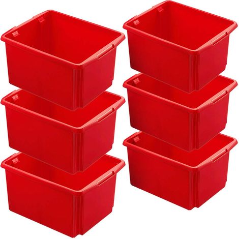 BRB 6X Boîte de Rangement empilable en polypropylène Rouge 32 l 455 x 360 x 245 mm