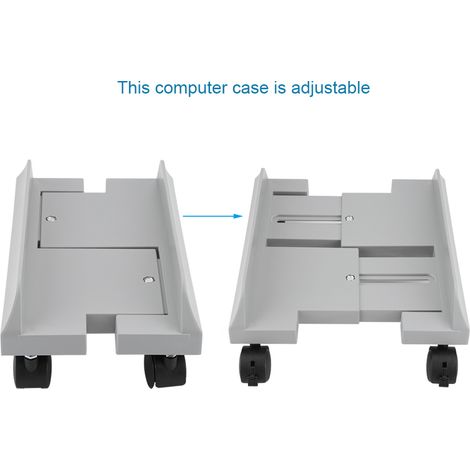 Support PC Amovible avec Frein, Support de Boîtier d'Ordinateur de Bureau, Rack de Rangement pour Unité Centrale, Blanc, avec Roulettes (1/5)