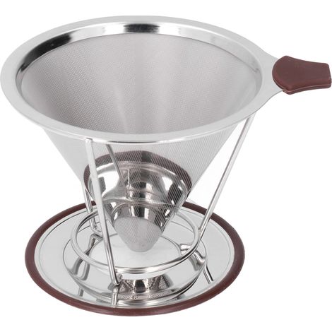 Filtre à café réutilisable en acier inoxydable et silicone avec support pour 1 à 6 tasses (1/5)