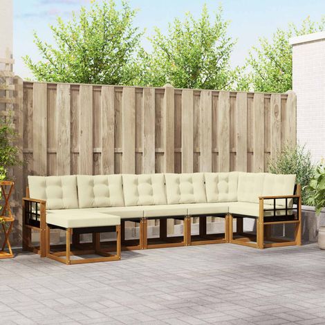 Outdoor-Sofagarnitur mit Kissen 7 pcs Natur und Creme (1/5)
