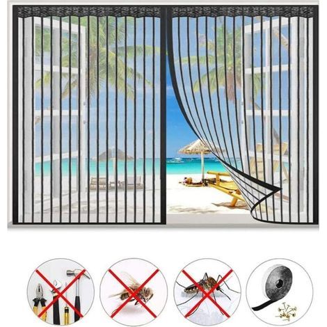 Moustiquaire Fenêtre Magnétique, Automatiquementfermé, moustiquaire porte fenetre sans Percer, pour La Plupart Les Types de FenêTres ou Porte de Balcon, Noir-100x100cm (1/4)