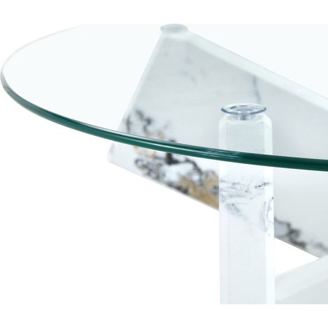 Table moderne en MDF, couleur Transparent, 79 x 79 x 45 cm, pour salon, chambre et bureau, de qualité supérieure, au design épuré et aux finitions soignées (1/5)