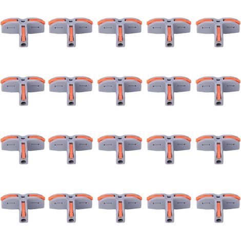 20 Stück Schnellanschlussklemmenblock-Drahtverbinder T-förmiger Push-Type-Verdrahtungsverteiler SPLT1 (Grau) (1/4)