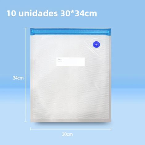 Pompe à vide électrique portable pour sceller les aliments avec des fermetures éclair réutilisables et des sacs d'emballage sans BPA, 10 pièces, 30x34 cm (1/4)