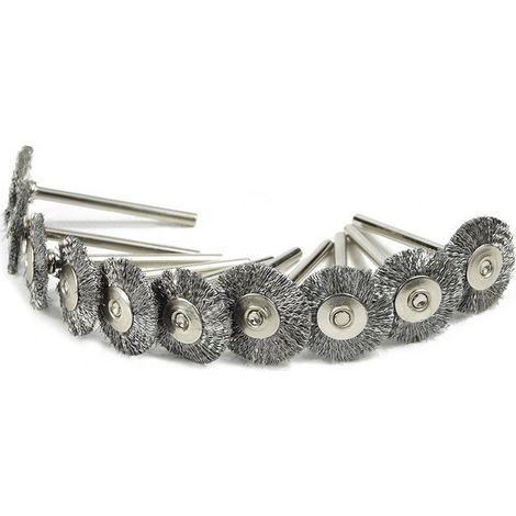 Confezione da 10 spazzole rotanti in filo metallico, 22 mm - spazzola lucidante abrasiva per utensili rotanti (1/4)