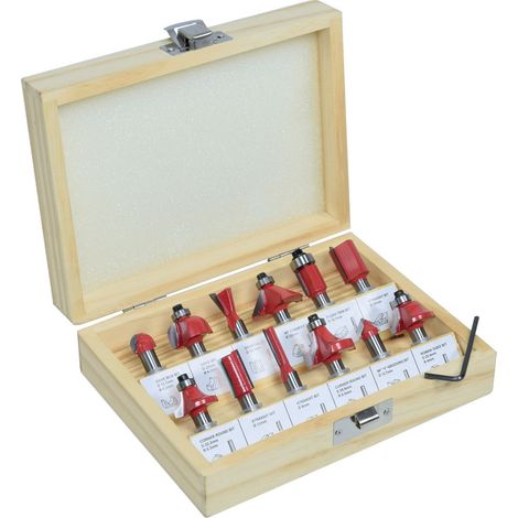 Coffret de 12 Fraises Défonceuses - 8 mm - Fraise droite à rainure - à congé - chanfrein - doucine - affleurer - 1/4 de rond (1/5)