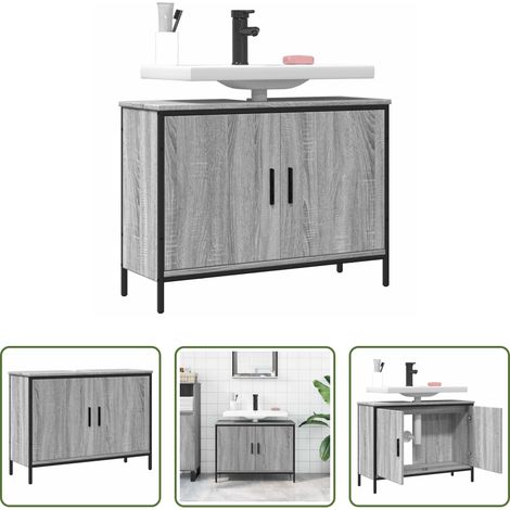 Armoire lavabo - Armoire lavabo de salle de bain sonoma gris 80x30x60 cm (1/5)
