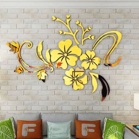 3DStickers Fleurs Miroir Muraux Rose Flower Vine Sticker DIY Élégant Écologiques Décoration Autocollants pour chambre Décoration (1/4)