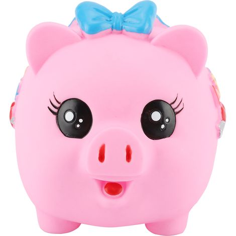 Tirelire Cochon en Plastique Souple Rose, Grande Capacité, Anti-chute, Design Cartoon Mignon, Idéale pour Économies (1/5)