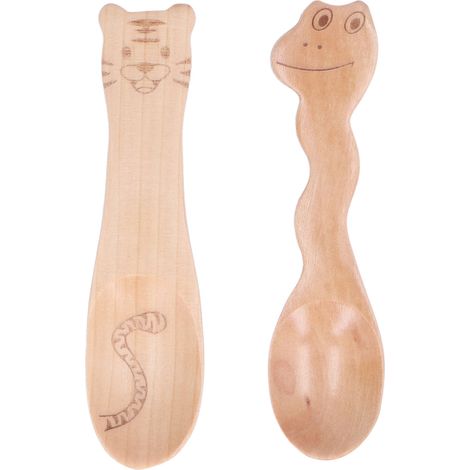 2 cuillères à soupe en bois de hêtre, forme tigre ou serpent, pour enfants, accessoire de cuisine enfant (1/5)