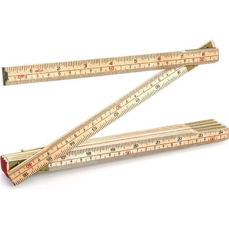 QAZQA Mètre pliant, Règle pliante en bois de 79" / 2m avec mesures impérial et métriques pour menu