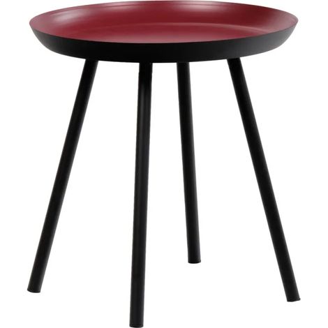 Table d'appoint ronde D. 38 cm métal rouge et pieds noirs - LAK 8969 (1/5)