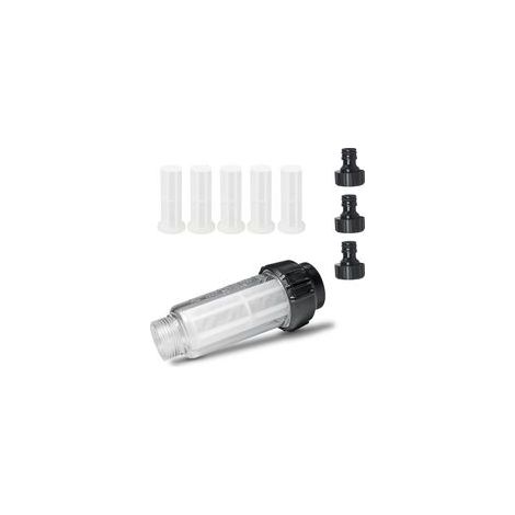 Filtro para hidrolavadora, filtro de agua de 3/4" con 5 insertos de filtro y 2 conexiones de plástico para hidrolavadoras, bombas o vehículos recreativos. - Crezuo