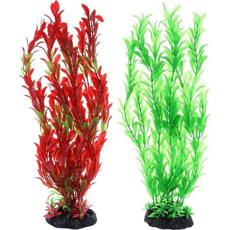 2PCS Plante d'Aquarium Artificielle avec Support Roche - 30 cm (1/5)