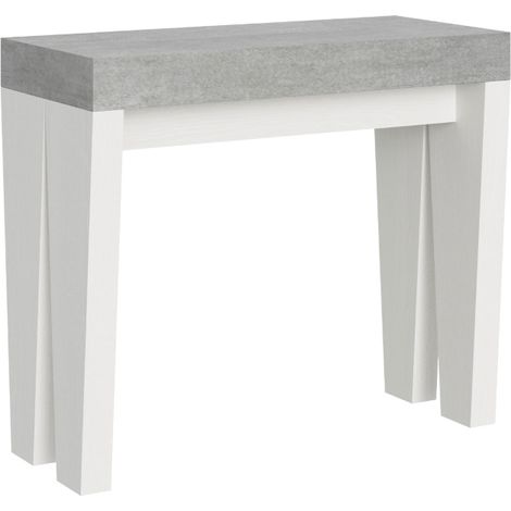 Consolle allungabile - SPIMBO MIX - Colore: Cemento-Bianco Frassino - Dimensioni: 90x40/300 (1/5)