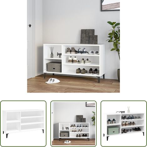 Schuhregal Weiß - Schuhregal Weiß 102x36x60 cm Holzwerkstoff (1/5)
