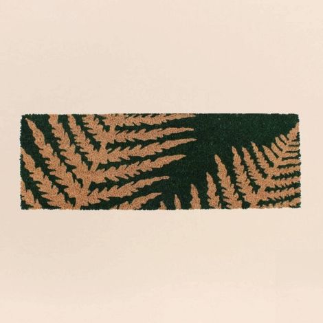 Paillasson de marche coco imprimé fougères vert 25x75cm (1/5)