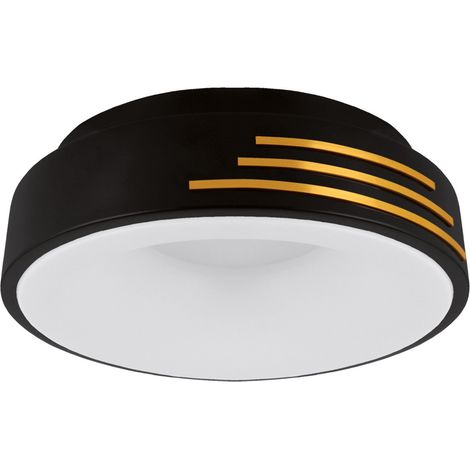 Lámpara de techo LED redonda de 24 W, 2870 lm, 4200 K, color negro y dorado, marca Librus Ideus 04164. (1/2)