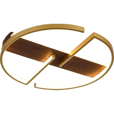 Plafonnier LED plafonnier dimmable dore 35cm 2 anneaux cercle éclairage (1/4)