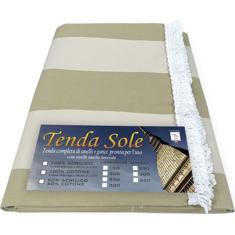 TAUD DE SOLEIL EXTÉRIEUR BALCON DE JARDIN RIGA PARI BEIGE en acrylique EMBALLÉ en 6 tailles Cm. 140x250 (1/5)