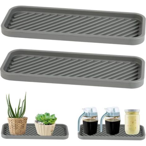 2 Pièces Organiseur d'évier en Silicone, 22 x 9cm Porte éponge, Cuisine Organisateur de Salle de Bain Rangement éponges, Produit (1/4)