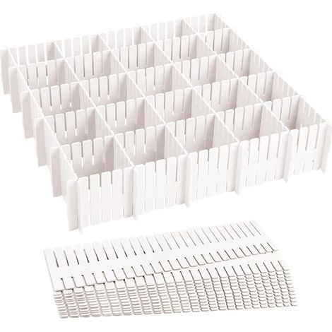Séparateur Placard en Plastique, Séparateur Tiroir, Tiroir Grille Réglable, 24PCS DIY Organisateur de Tiroir Grille Diviseur Tiroir Rangement de Tiroir Organiseur Tiroir (1/5)