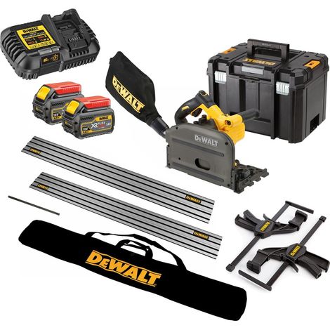 Dewalt DCS520T2 54v XR FLEXVOLT Cordless Plunge Saw + 2 Guide Rails + Clamps ++ (1/5)