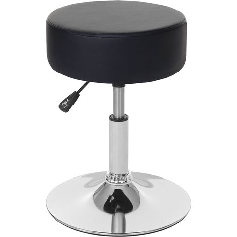 Tabouret HWC-C22, hauteur réglable, Ø 35 cm - similicuir noir