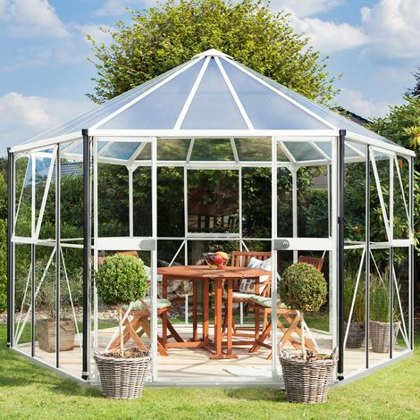 Vitavia Gewächshaus-Pavillon "Hera 9000" inkl. Stahlfundament, weiß, 9,0 m², 3 mm ESG, 6 mm HKP (1/5)