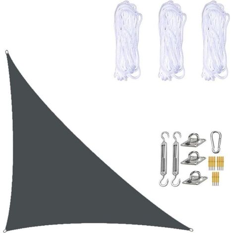 Waterproof Shade Sail 3× 4×5 Meters, Right Triangle, Sun Protection Shade Cloth with Fixing Kits for Garden Terrace and Plants, Black (1/5)