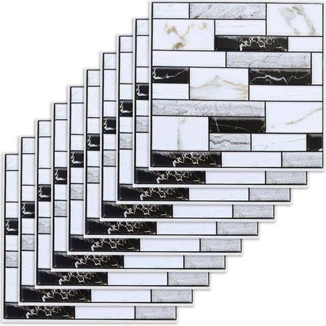 Carreaux muraux autocollants PVC 30 x 30 cm Imperméables Lot de 10 (1/5)