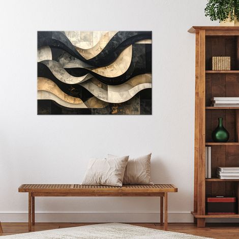Wandbild 3D-Abstraktion Schwarz und Gold 90x60 (1/4)