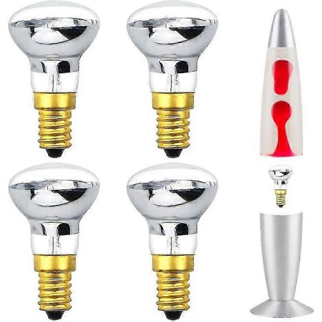 Ampoule pour lampe à lave 25 W E14 R39 Blanc chaud Réflecteur Ses Petit Culot à Vis Edison Incandescente Spot Lot de 4 Classe énergétique C