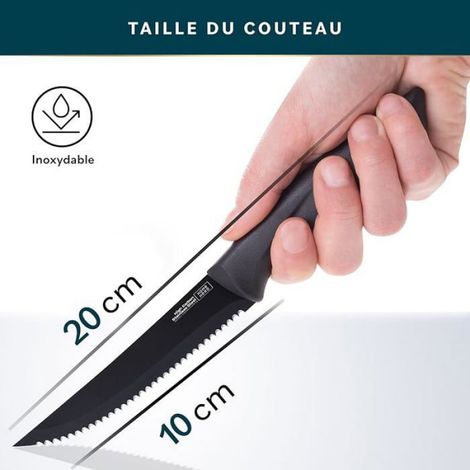 Couteau A Steak - Lame Dentelée Acier Inoxydable - Pour Viande Bifteck - Lot De 4 (1/5)