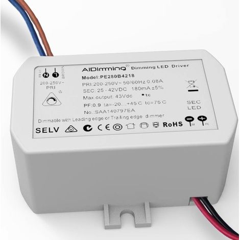 Driver LED dimmable TRIAC 25-42V-DC 200ma 8W (1/4)