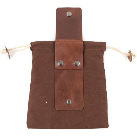 Pochette de rangement pour légumes de jardin, sac de ceinture de recherche de nourriture en cuir pour le camping en plein air, voyage de randonnée, poche de recherche de nourriture pliable (marron) A (1/2)