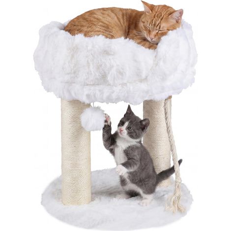 COSTWAY Tiragraffi Per Gatti Albero Per Gatti Albero Tiragraffi Per Gatti Cuccia Morbido Tessuto In Peluche Trespolo Comodo Posatoio Imbottito Pallina Sospesa (1/5)