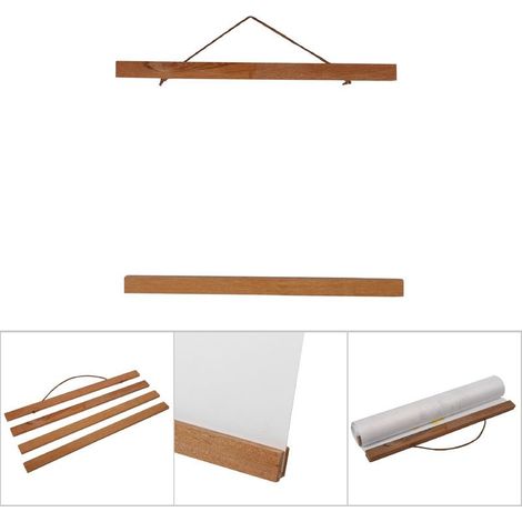 Cadre photo magnétique moderne en teck 30cm pour affiches et œuvres d'art - Support à poussière de scie décoratif DIY (1/5)
