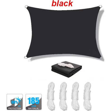 (Noir, 300x500cm) Voile d'ombrage imperméable, protection UV à 95%, haute densité, respirante, convient aux patios, piscines, etc. (1/4)