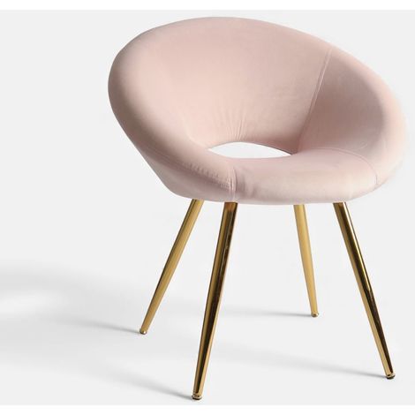 Sillón de terciopelo elegante con patas doradas Dolmen - Rosa