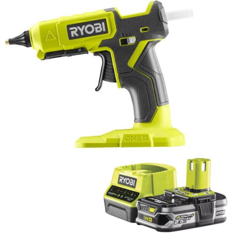 Confezione RYOBI Pistola per colla 2 temperature 18V OnePlus RGL18-0 - 1 Batteria 2,5Ah - 1 Caricatore rapido RC18120-12