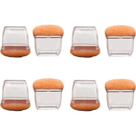 8 Pièces Protections de Pieds de Chaise TPE Résistantes à l'Usure, Embouts Transparents Carrés Grande Taille pour Table et Tabouret (1/5)