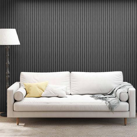 3Pcs Decorative Acoustic Slat Wall Panels And Light Grey Oak MDF 2400x600mm (1/5)