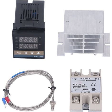 Eosnow PID-Temperaturregler-Kit 0-400 ℃ Wasserdichter hochpräziser REX C100-Regler für landwirtschaftliche Betriebe 100 V-240 V 25 A