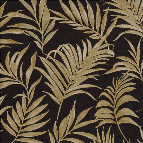 Nature wallpaper wall Profhome 791086 hot embossed non-woven wallpaper textured with floral ornaments and metallic highlights black gold 5,33 m2 (1/5)