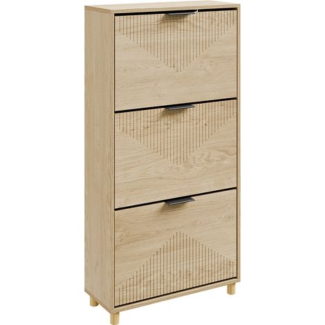 SoBuy Armario zapatero de 3 cajones Roble Claro 60x24x120cm Moderno FSR213-N (1/5)