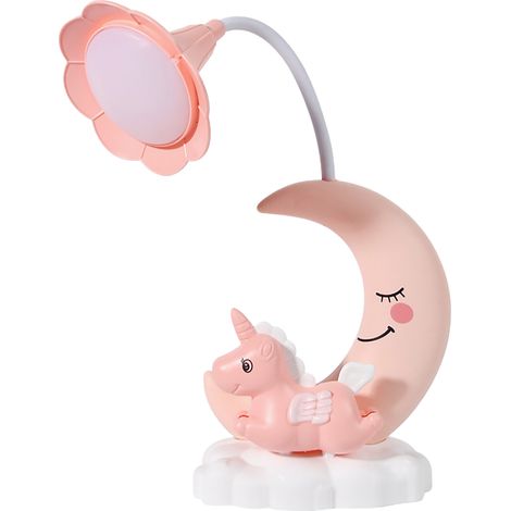Ortviai Lampe de Bureau LED Rechargeable en Forme de Lune – Rose, Design Mignon et Écologique, Idéale pour Bureau ou Chevet (1/5)