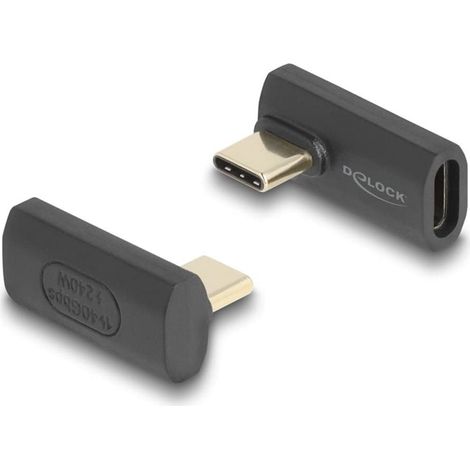 Delock USB-C-Winkeladapter (Stecker auf Buchse), 40 Gbit/s, 240 W PD, 8K bei 60 Hz - Grau